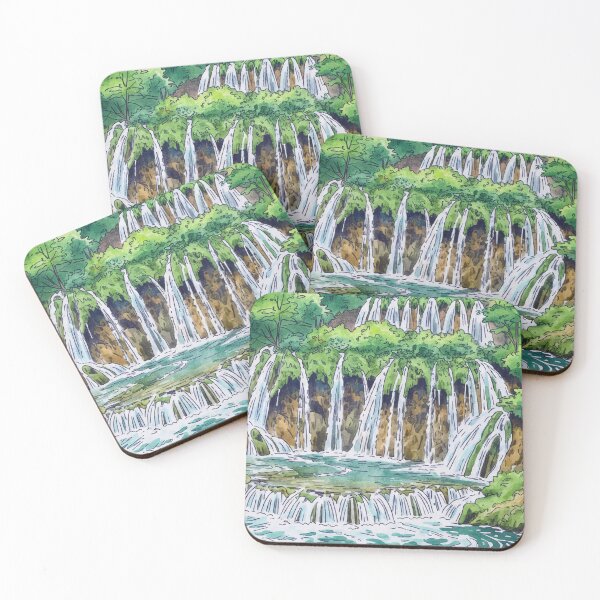 Item preview, Plitvice Lakes Croatia - Tiered Waterfall Watercolor Art designed and sold by TheDesignDen21.