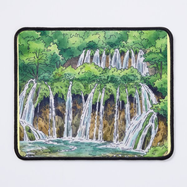Item preview, Plitvice Lakes Croatia - Tiered Waterfall Watercolor Art designed and sold by TheDesignDen21.