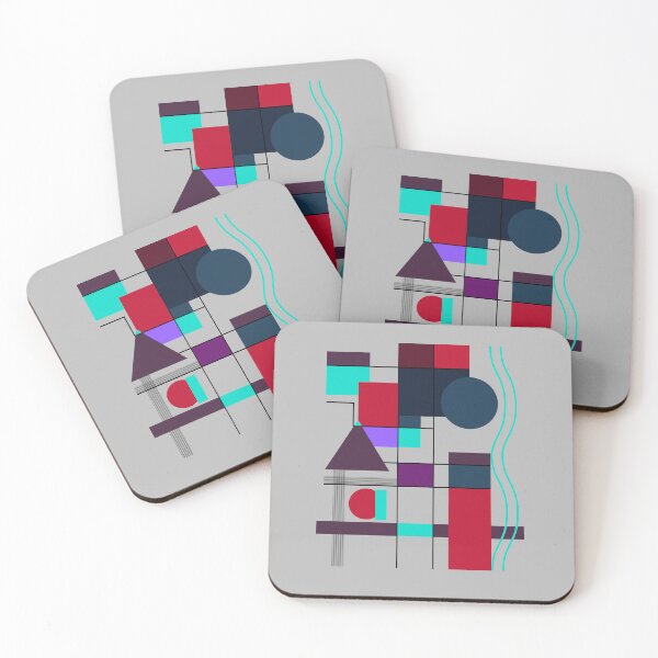 Item preview, Abstract Geometric Composition Red Cyan Purple Modern Art Design designed and sold by ViviNyks.