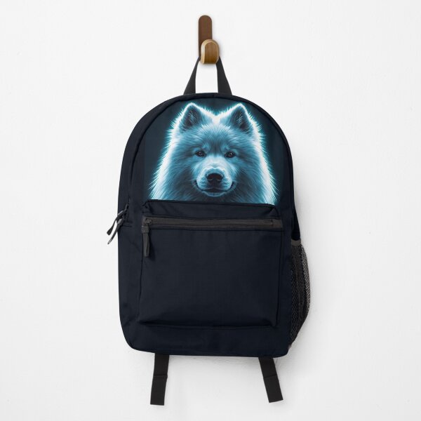 Item preview, Dogs_Samoyed_Snowa – Electric Aura Outline Neon Guardian Dog Portrait designed and sold by ArtivaNest.