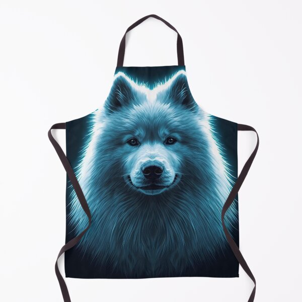Item preview, Dogs_Samoyed_Snowa – Electric Aura Outline Neon Guardian Dog Portrait designed and sold by ArtivaNest.