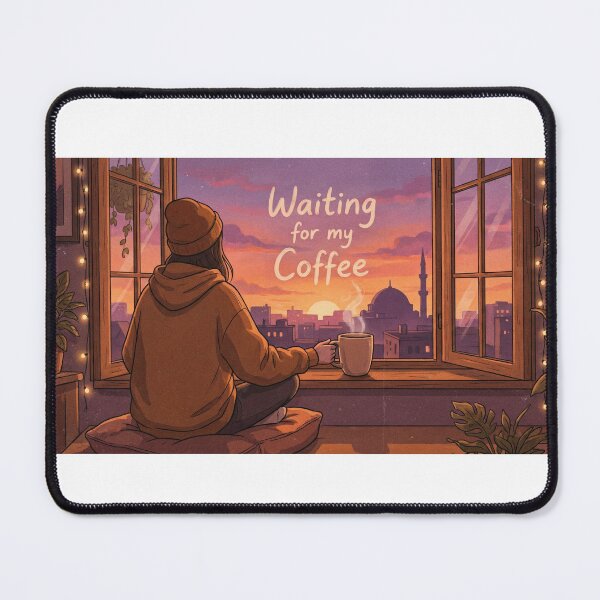 Item preview, Cozy Ramadan Lo-fi Sunset - Waiting for my Coffee Illustration designed and sold by chihab21.