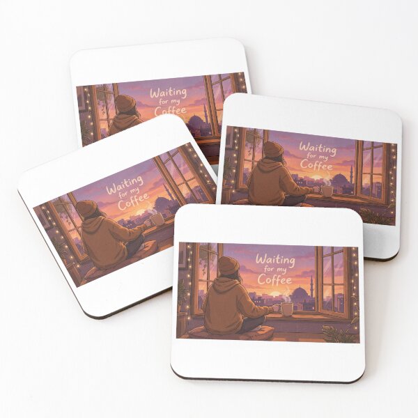 Item preview, Cozy Ramadan Lo-fi Sunset - Waiting for my Coffee Illustration designed and sold by chihab21.