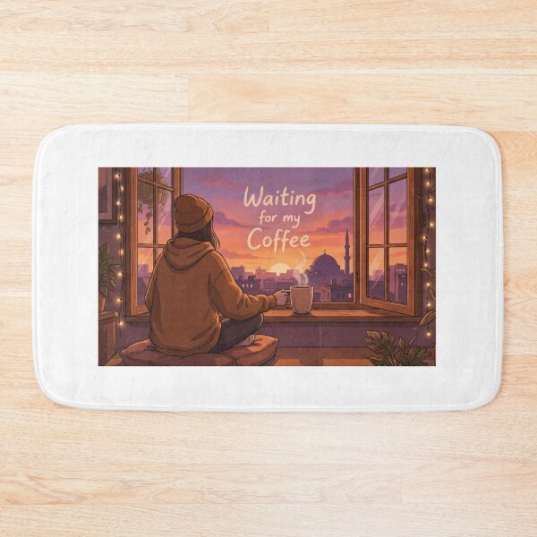 Item preview, Cozy Ramadan Lo-fi Sunset - Waiting for my Coffee Illustration designed and sold by chihab21.