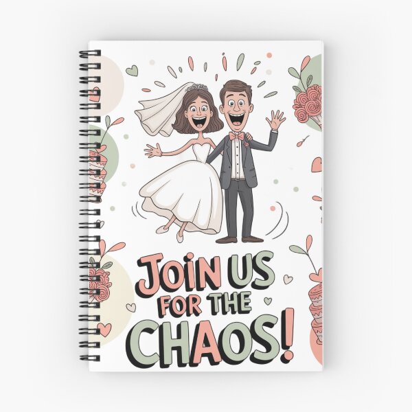 Item preview, Join Us for the Chaos! Hilarious Cartoon Bride & Groom Wedding Invitation designed and sold by Midnight Veil Designs.