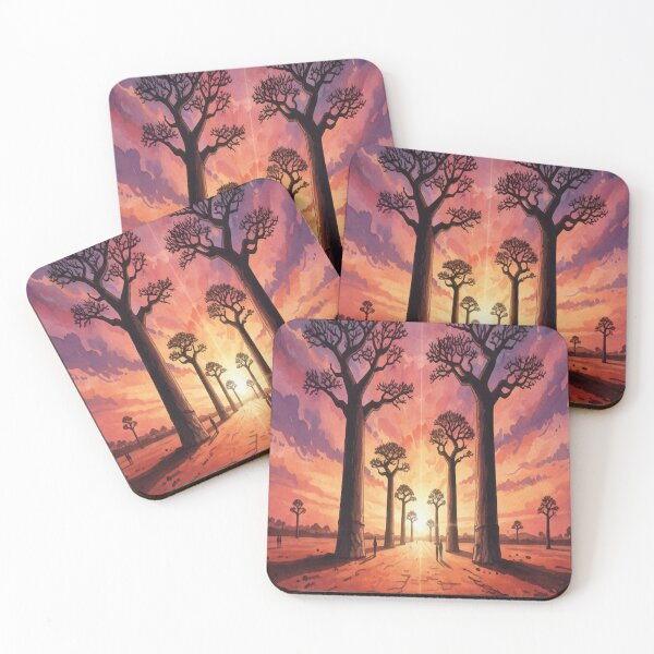 Item preview, Madagascar Baobab Trees - Sunset Vector & Watercolor designed and sold by TheDesignDen21.