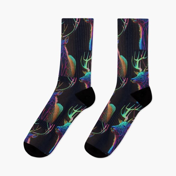 Item preview, Neon Deer with Vibrant Lines - Deer Art with Rainbow Antlers designed and sold by Hipatye26.