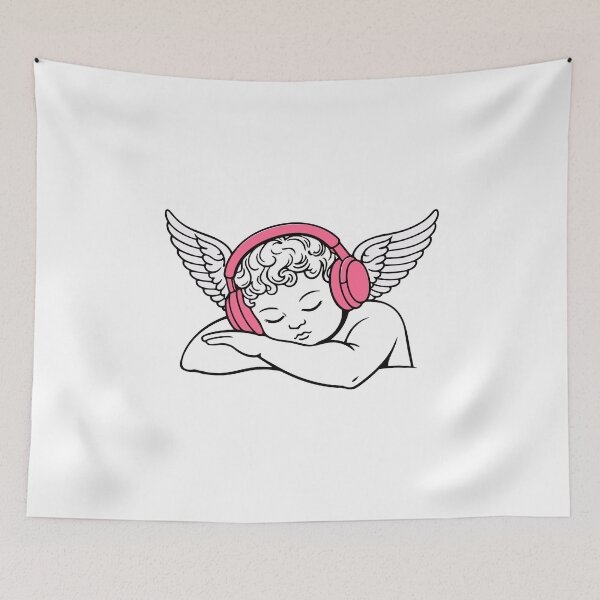 Item preview, Sleeping Cupid Angel Pink Headphones Streetwear Music Lover designed and sold by w1ckerman.