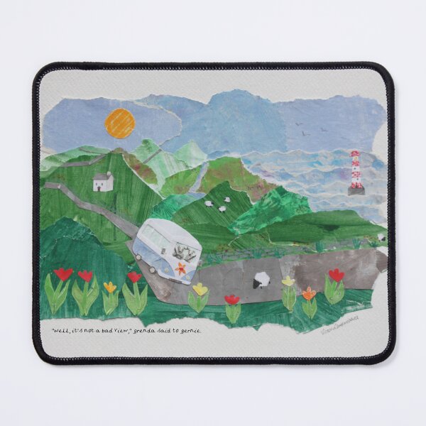 Item preview, Whimsical Campervan Collage with a View designed and sold by CreamTeaAndTails.