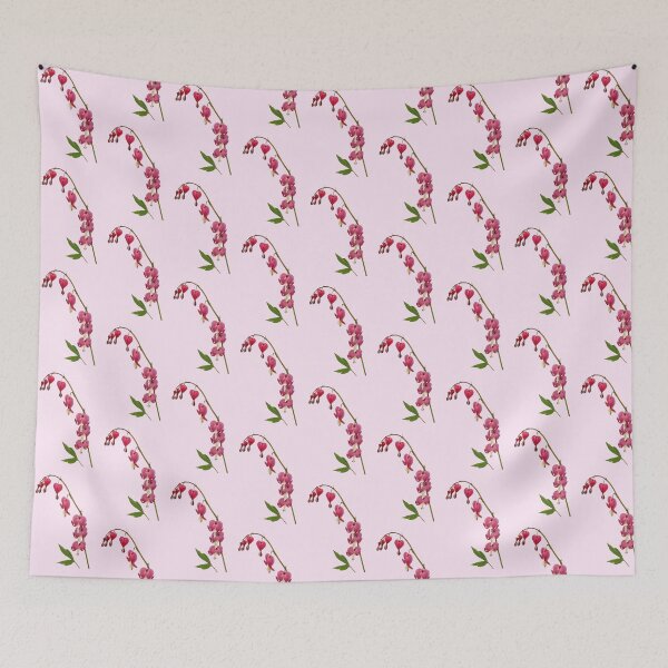 Item preview, pink bleeding hearts on stem flower sticker  designed and sold by inainart.
