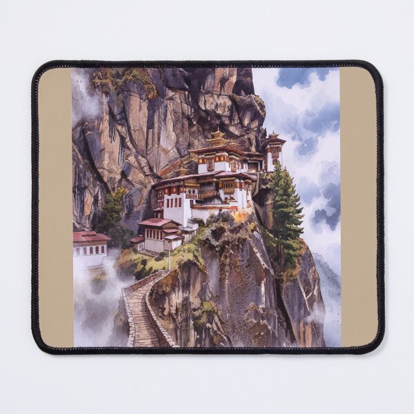 Item preview, Tiger's Nest Bhutan - Himalayan Monastery Watercolor Art designed and sold by TheDesignDen21.