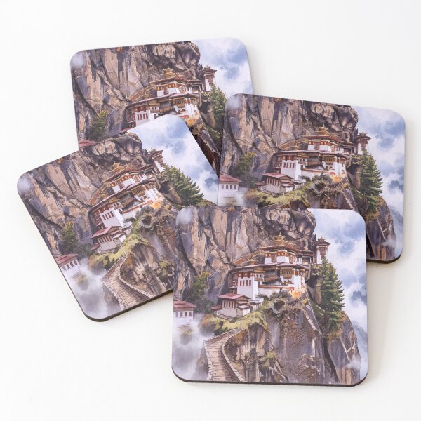 Item preview, Tiger's Nest Bhutan - Himalayan Monastery Watercolor Art designed and sold by TheDesignDen21.