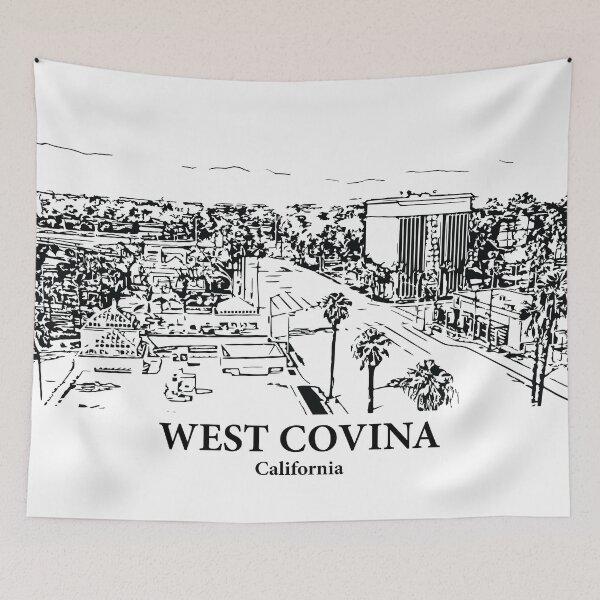 Item preview, West Covina CA - Ink Cityscape Illustration designed and sold by Lakeric Cityscapes.