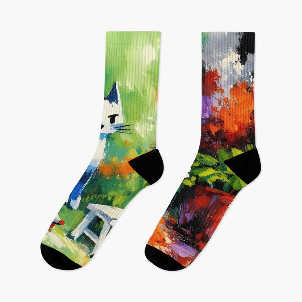Item preview, Playful Cat in Vibrant Garden designed and sold by cuprum.