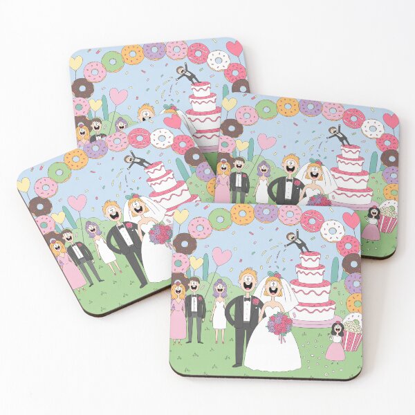 Item preview, Donut Madness Wedding Chaos - Hilarious Cartoon Bride & Groom Celebration designed and sold by Midnight Veil Designs.