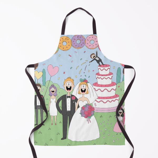 Item preview, Donut Madness Wedding Chaos - Hilarious Cartoon Bride & Groom Celebration designed and sold by Midnight Veil Designs.