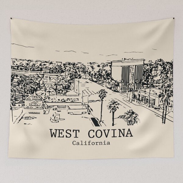 Item preview, West Covina CA - Ink Cityscape Illustration designed and sold by Lakeric Cityscapes.