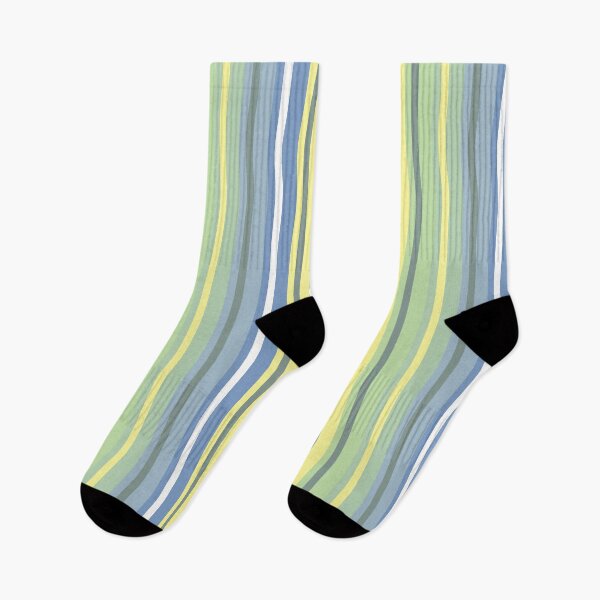 Item preview, Vertical stripes shades of grey, green, blue, yellow color seamless pattern designed and sold by Rhu Creations.