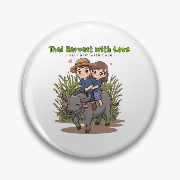 Item preview, Thailand Farmer Harvest Happiness – Thai Harvest with Love Cute Buffalo Couple Art designed and sold by Beeform.
