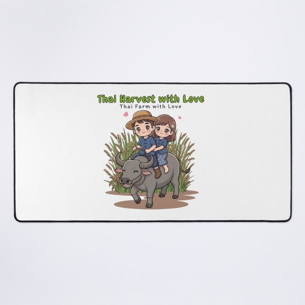 Item preview, Thailand Farmer Harvest Happiness – Thai Harvest with Love Cute Buffalo Couple Art designed and sold by Beeform.