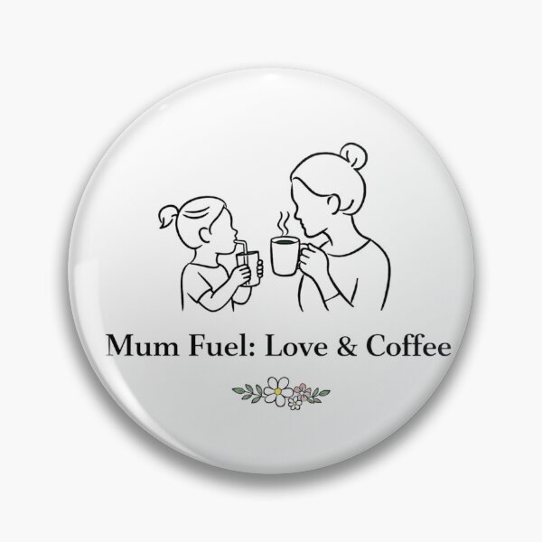 Item preview, Mum Fuel: Love & Coffee Mother and Daughter Minimal Floral Design designed and sold by PitchGirly.