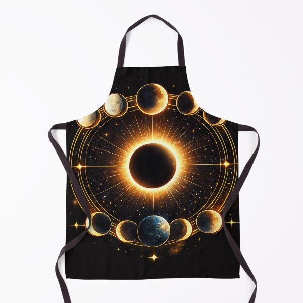 Item preview, Golden Solar Eclipse Alignment – Realistic Sun and Moon Phases Cosmic Design designed and sold by JordanInk Studio.