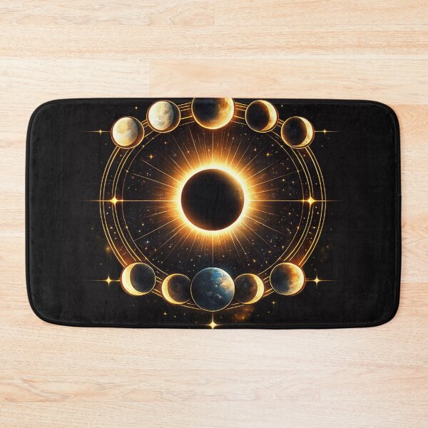 Item preview, Golden Solar Eclipse Alignment – Realistic Sun and Moon Phases Cosmic Design designed and sold by JordanInk Studio.