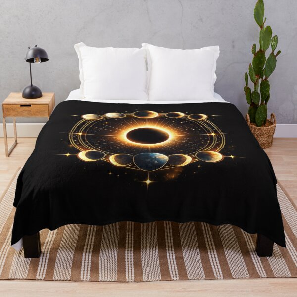 Item preview, Golden Solar Eclipse Alignment – Realistic Sun and Moon Phases Cosmic Design designed and sold by JordanInk Studio.
