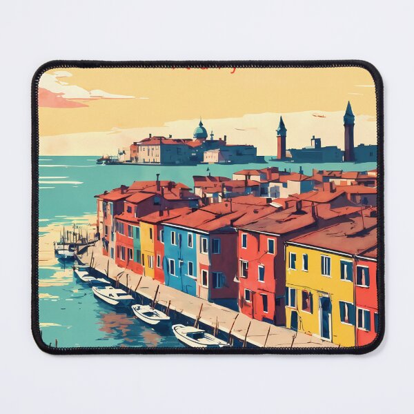 Item preview, Burano at Golden Hour – Retro Anime Landscape of Venice designed and sold by JacksoonLester.