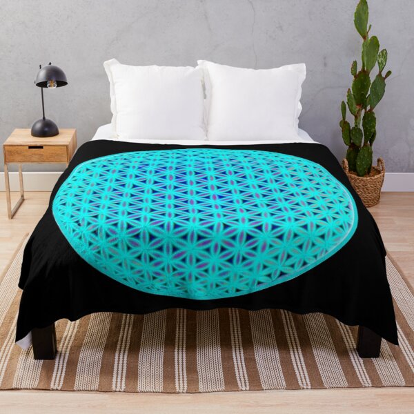 Item preview, Neon blue flower of life, scared geometry, zen life designed and sold by hollycooper.