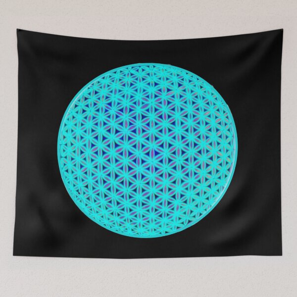 Item preview,  Neon blue flower of life, scared geometry, zen life  designed and sold by hollycooper.