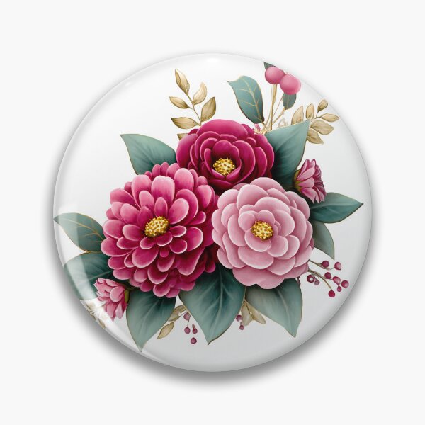 Item preview, Magenta Pink Dahlia Peony Bouquet - Vibrant Romantic Floral Art Print designed and sold by DesignArtist.ia.