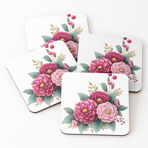 Item preview, Magenta Pink Dahlia Peony Bouquet - Vibrant Romantic Floral Art Print designed and sold by DesignArtist.ia.