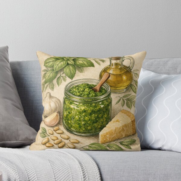 Item preview, Vintage Pesto Kitchen Art Print – Italian Basil Sauce Botanical Illustration designed and sold by Darlin8888.