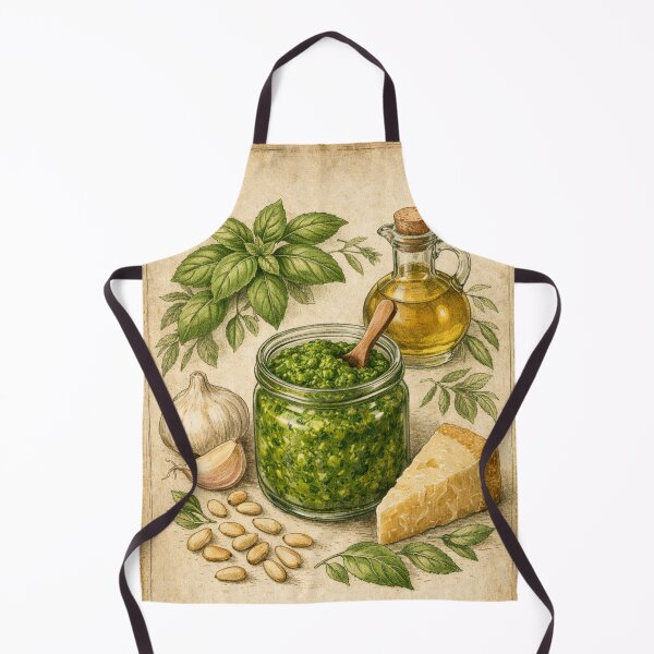 Item preview, Vintage Pesto Kitchen Art Print – Italian Basil Sauce Botanical Illustration designed and sold by Darlin8888.