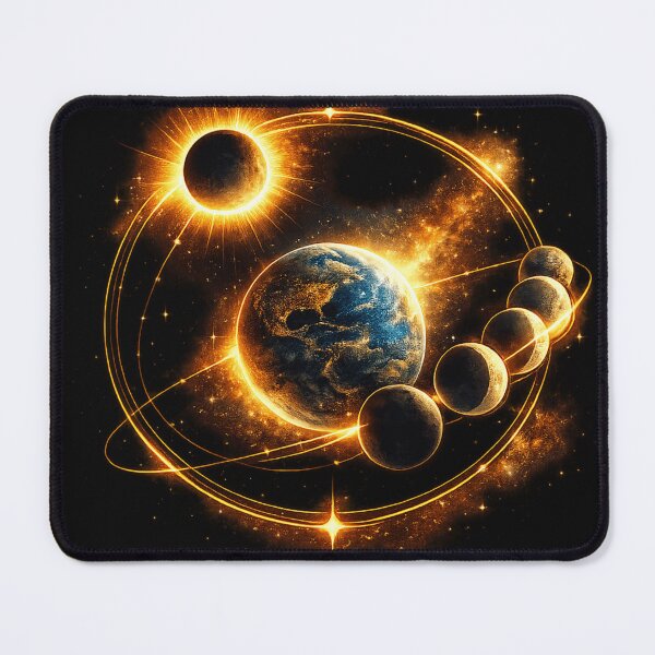 Item preview, Golden Cosmic Eclipse – Sun, Earth & Moon Alignment Astronomy Design designed and sold by JordanInk Studio.