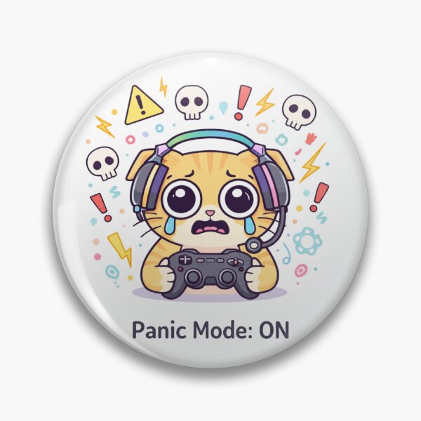 Item preview, Panic Mode ON Cute Gamer Cat Cartoon Anxiety designed and sold by Mix Mood.