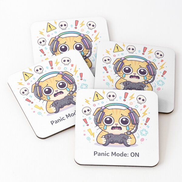 Item preview, Panic Mode ON Cute Gamer Cat Cartoon Anxiety designed and sold by Mix Mood.