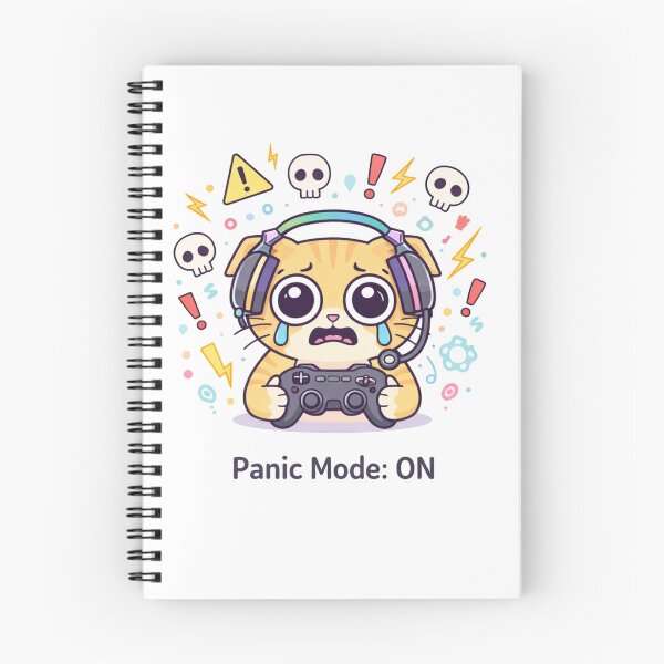 Item preview, Panic Mode ON Cute Gamer Cat Cartoon Anxiety designed and sold by Mix Mood.