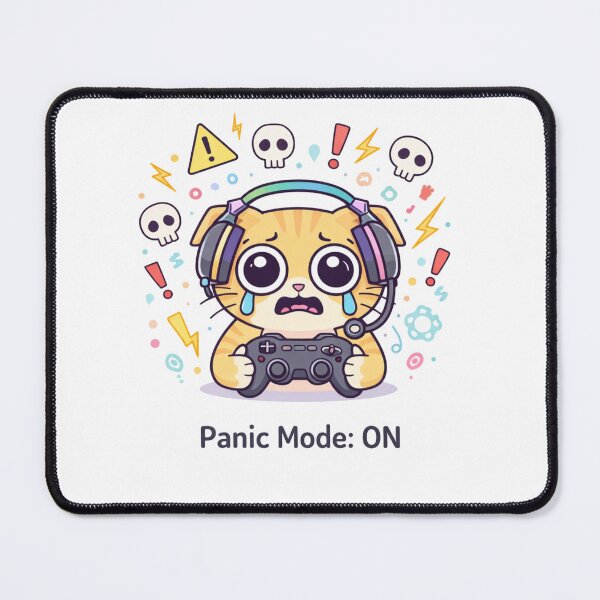 Item preview, Panic Mode ON Cute Gamer Cat Cartoon Anxiety designed and sold by Mix Mood.
