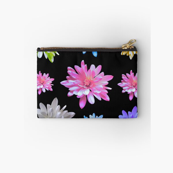 Item preview, Retro floral zinnias collection, Pink daisy, purple daisy, green daisy, blue daisy, white daisy, yellow daisy designed and sold by hollycooper.