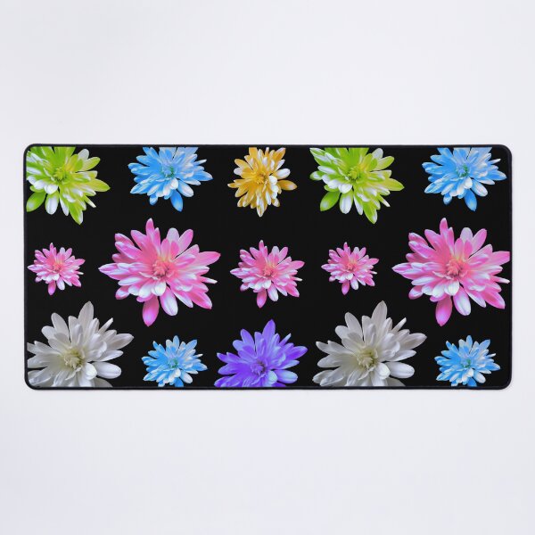 Item preview, Retro floral zinnias collection, Pink daisy, purple daisy, green daisy, blue daisy, white daisy, yellow daisy designed and sold by hollycooper.