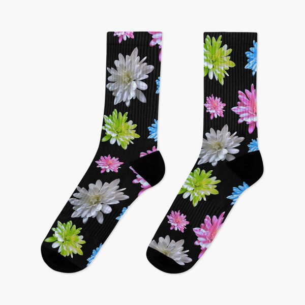 Item preview, Retro floral zinnias collection, Pink daisy, purple daisy, green daisy, blue daisy, white daisy, yellow daisy designed and sold by hollycooper.