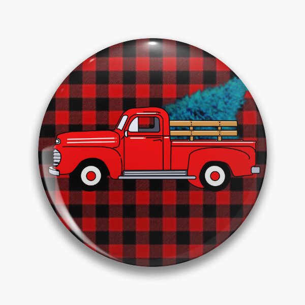 Item preview, Vintage red pick-up truck drawing, red buffalo plaid pattern, holiday design, Christmas tree designed and sold by hollycooper.