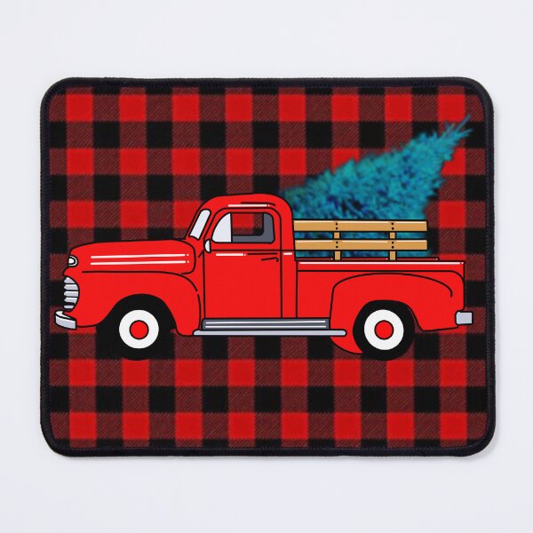 Item preview, Vintage red pick-up truck drawing, red buffalo plaid pattern, holiday design, Christmas tree designed and sold by hollycooper.