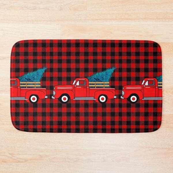 Item preview, Vintage red pick-up truck drawing, red buffalo plaid pattern, holiday design, Christmas tree designed and sold by hollycooper.