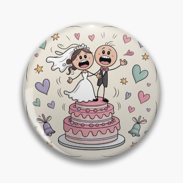 Item preview, Shocked Cake Topper Bride & Groom - Hilarious Whimsical Wedding Cartoon designed and sold by Midnight Veil Designs.