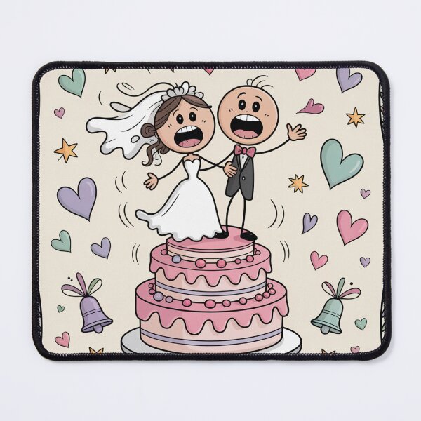 Item preview, Shocked Cake Topper Bride & Groom - Hilarious Whimsical Wedding Cartoon designed and sold by Midnight Veil Designs.