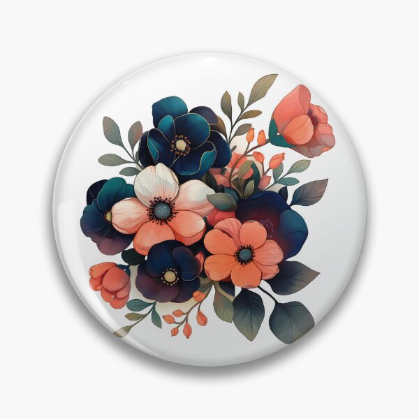 Item preview, Navy Teal Coral Anemone Bouquet - Jewel Tone Romantic Floral Art Print designed and sold by DesignArtist.ia.