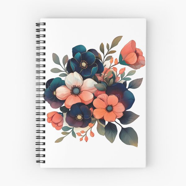 Item preview, Navy Teal Coral Anemone Bouquet - Jewel Tone Romantic Floral Art Print designed and sold by DesignArtist.ia.